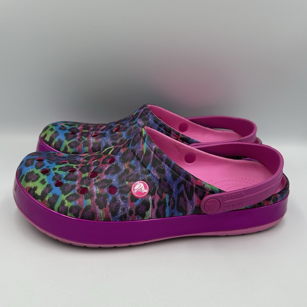 Crocs Classic Colorful Leopard Print Clogs Women's 11 Slip-On Shoes Men's 9 - Picture 5 of 10